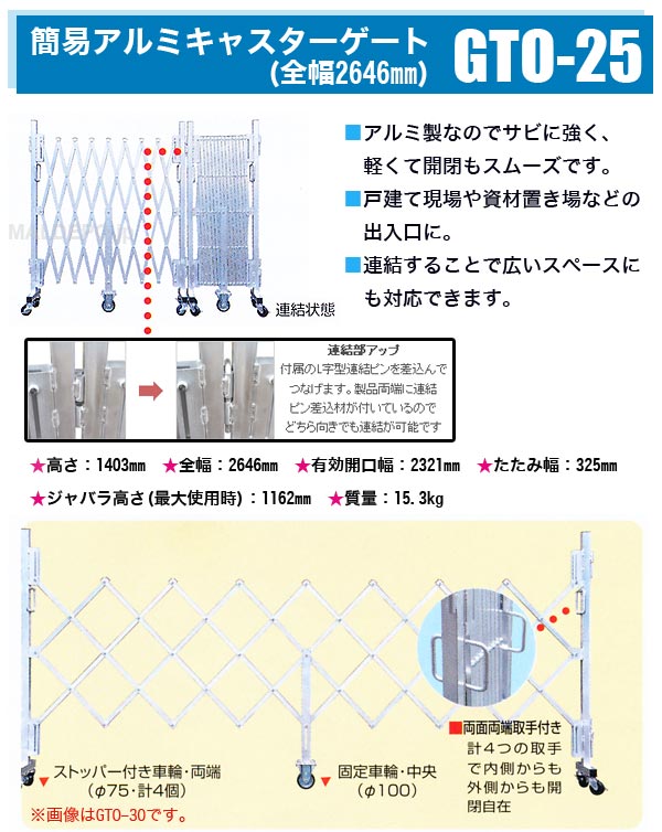 ピカ GTOシリーズ用 3個セット GTO-TU アルミキャスターゲート伸縮門扉アコーディオン門扉 単管受けセット 88％以上節約 単管受けセット