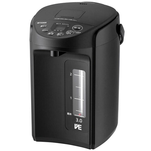 VE 電気まほうびん ポット 3.0L クールブラック PIQ-G300 KC タイガー魔法瓶 5段階保温 とく子さん