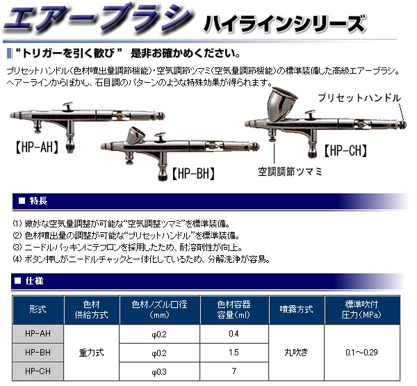 ハイラインシリーズ エアーブラシ HP-BH アネスト岩田 DIY・工具