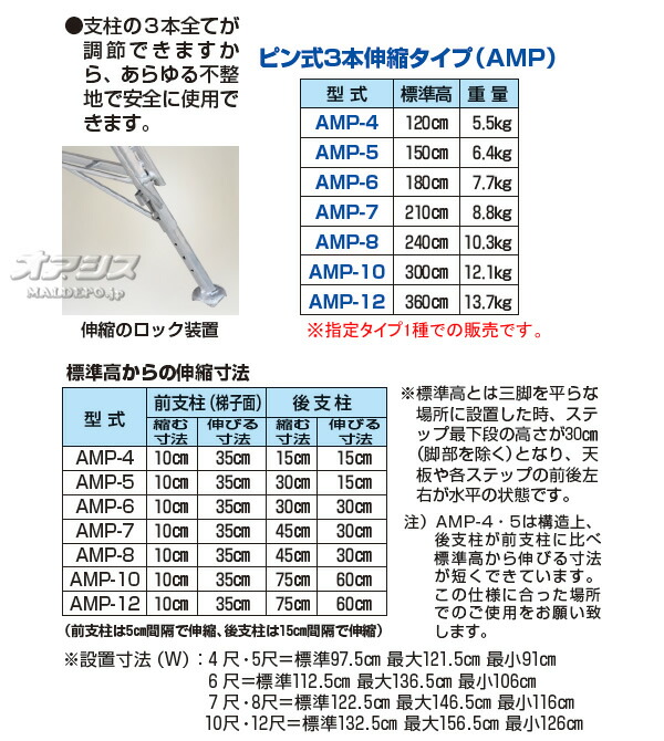 注目 アルミ製三脚脚立 3本伸縮 アルステップ AMP-7型 HARAX ハラックス 標準高210cm tuulikuautoaed.ee