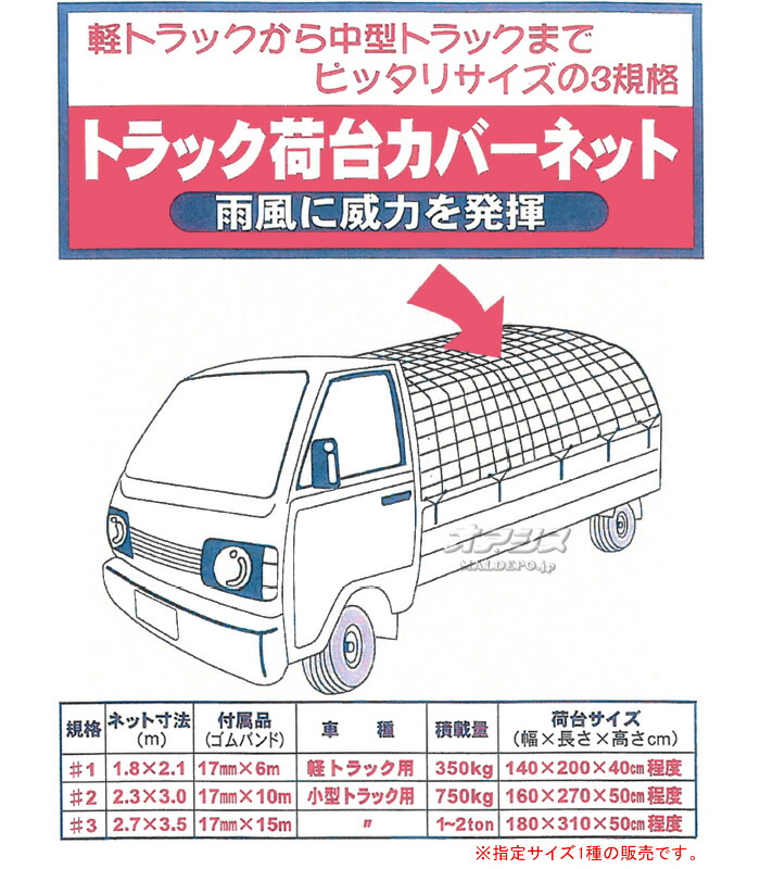 楽天市場 トラック荷台カバーネット 3 小型トラック用 2 7m 3 5m 東京戸張 ゴムバンド付属 オアシスプラス