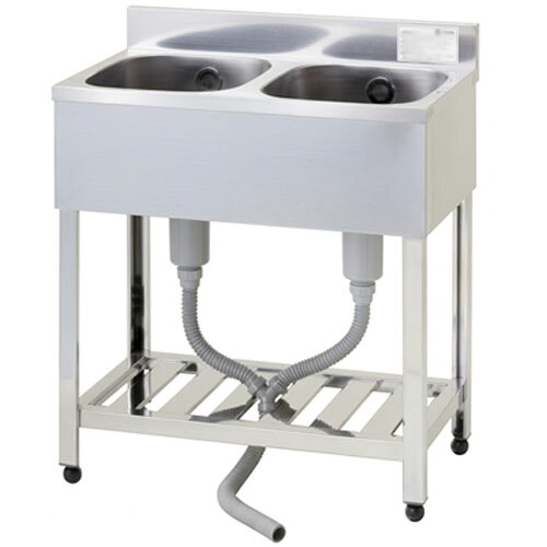 流し台 二槽シンク 完成品 KP2-750 東製作所(azuma) 間口750 奥行450 バックガード有り【個人宅配送不可】|オアシスプラス
