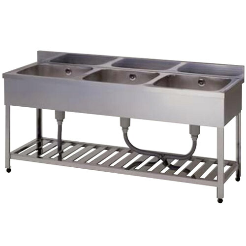 流し台 三槽シンク 完成品 HP3-1800 東製作所（azuma） 間口1800 奥行600 バックガード有り【個人宅配送不可】｜オアシスプラス