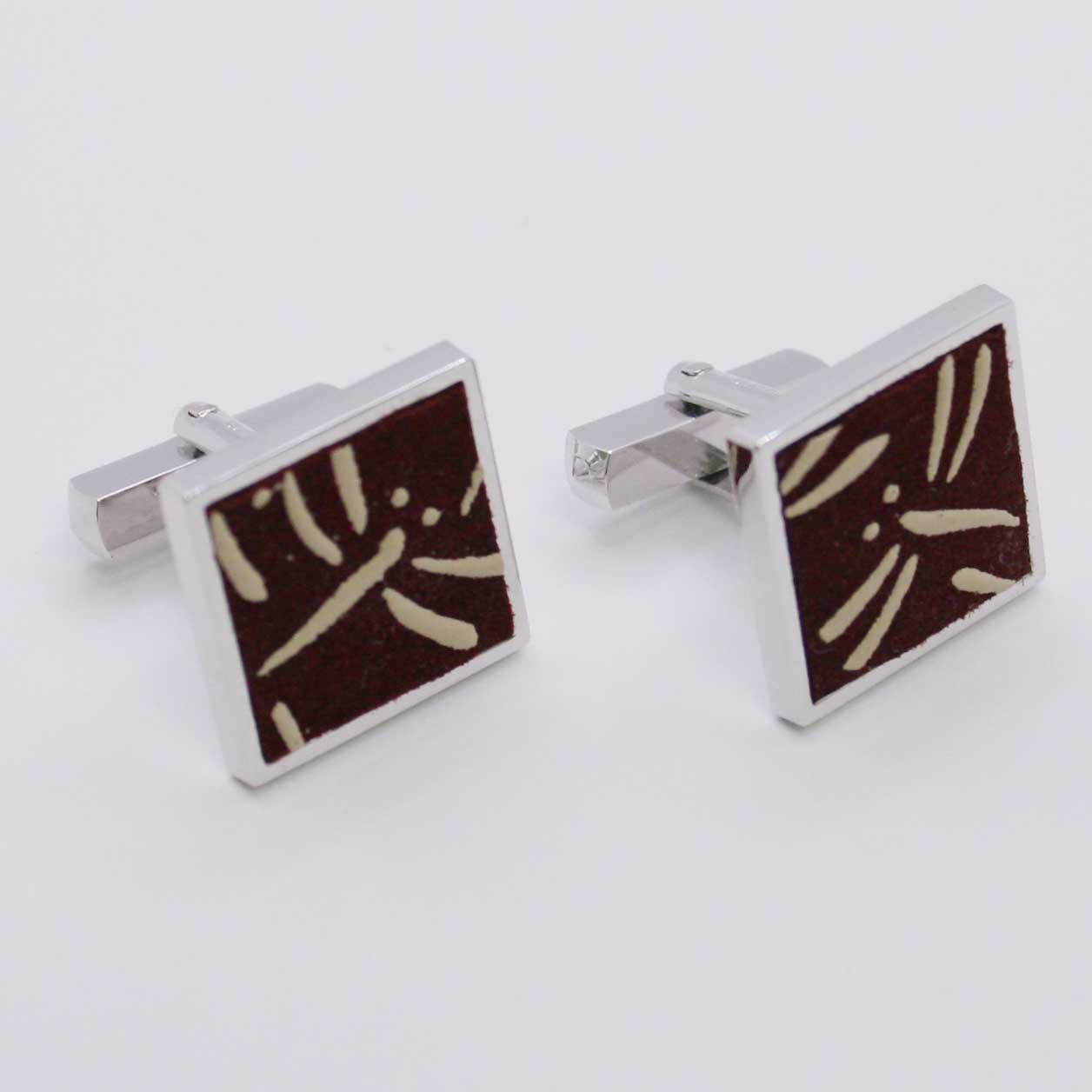 当店限定！　カフスボタン　カフスリンク　甲州印伝　シルバー925　カジュアルにもフォーマルにも！メンズアクセサリー　小物　プレゼント　シンプルなデザイン　父の日