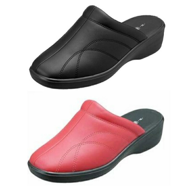 【送料無料】ハンズフリー 足にやさしい パンジー サンダル 6961 ブラック レッド Pansy 前かぶり 防寒モード サボ クロッグ オフィス履き 事務所履き つっかけ 庭 玄関履き画像