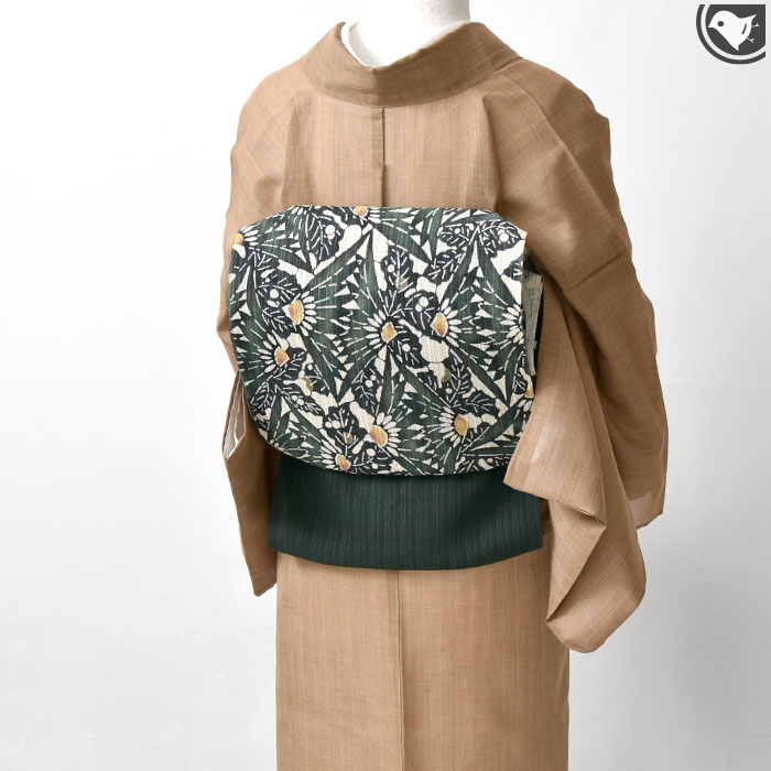 Wa de Modern】正絹帯揚げ 薔薇 刺繍 茶系 日本製 振袖 メール便