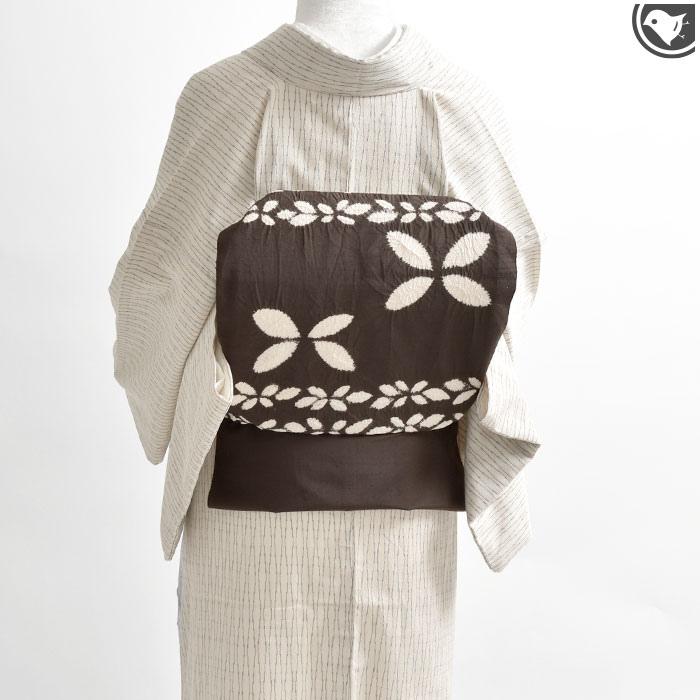 ぜんまい紬　横縞　ドット模様　付け帯　着物　帯　014a p 楽天市場】西陣織機屋 謹製 ぜんまい紬 無地 九寸 名古屋帯 正絹 【帯