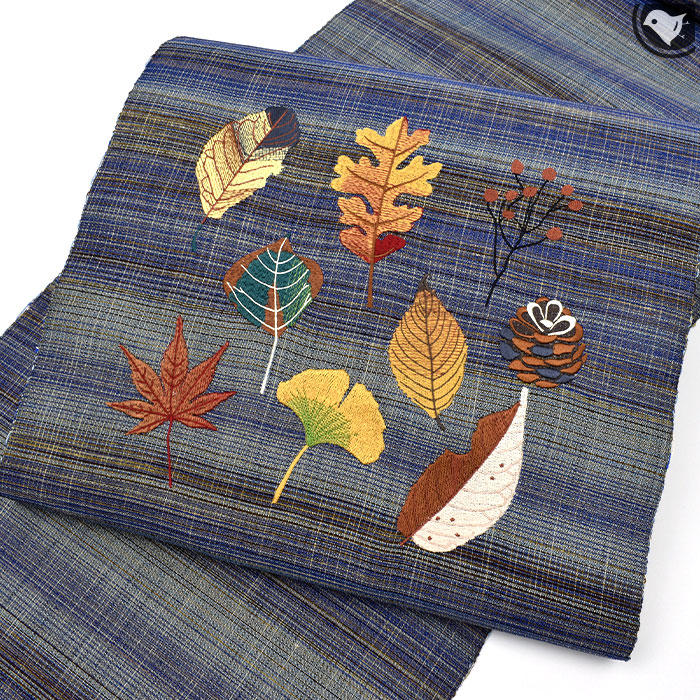 西陣織 刺繍 &ldquo;錦秋の香&rdquo; 九寸 名古屋帯 正絹 日本製 お仕立て代込！送料・代引き無料！[商品番号：21643]｜帯専門店おびや