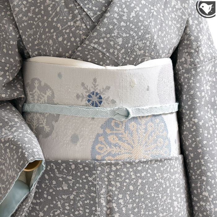 未使用品　和服帯　西陣織　正絹　鳥獣戯画模様　名古屋帯(老舗おぐら謹製) 半幅帯 高級 西陣織 老舗 おぐら 謹製 鳥獣戯画 全通織模様 : 帯専門店