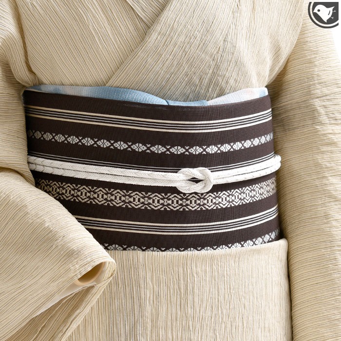 博多織　紗献上　正絹　全通　八寸名古屋帯　松葉仕立て　ガード加工 単衣/夏)博多帯 古代紗献上 老舗 森博多 謹製 五献上柄 紗 二口