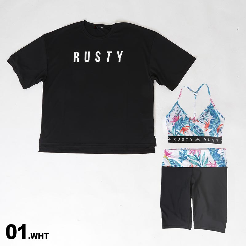 初回限定 全品10 Off券配布中 Rusty ラスティー レディース ラッシュガード 3点set ビーチ 水着 レギンス スイムウェア スポーツブラ Uvパーカー プール 海水浴 女性用 Ak Unikom Ac Id