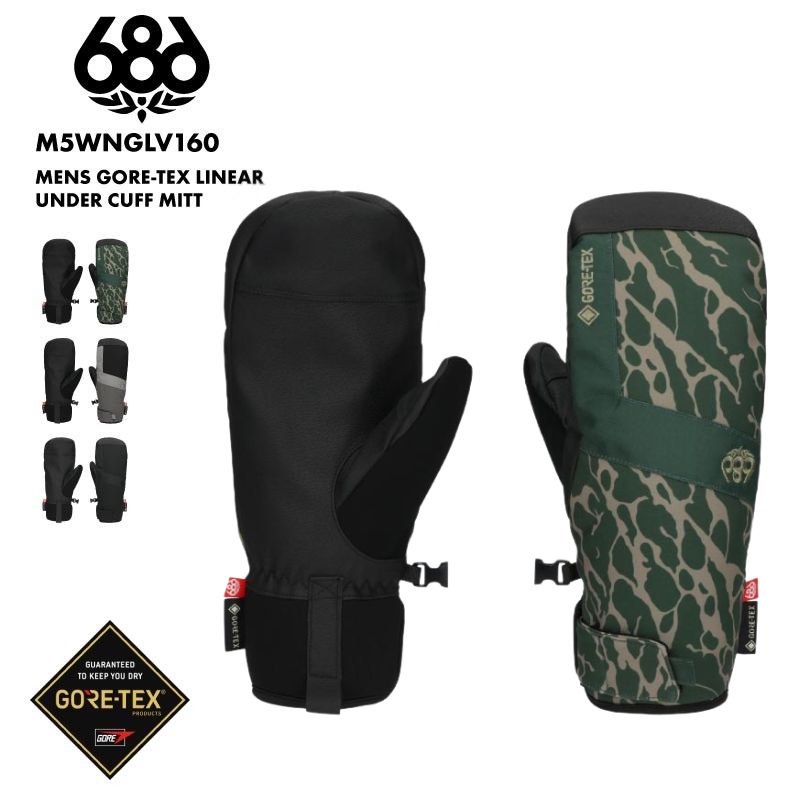 686/シックスエイトシックス メンズ GORE-TEX ミトングローブ MENS GORE-TEX LINEAR UNDER CUFF MITT 2025-26 WINTER M5WNGLV160 スノーグローブ スノーボードグローブ スノボグローブ スキーグローブ スキー スノボ スノーボード 防水 透湿 タッチスクリーン対応 男性用|OC SPORTS ANNEX