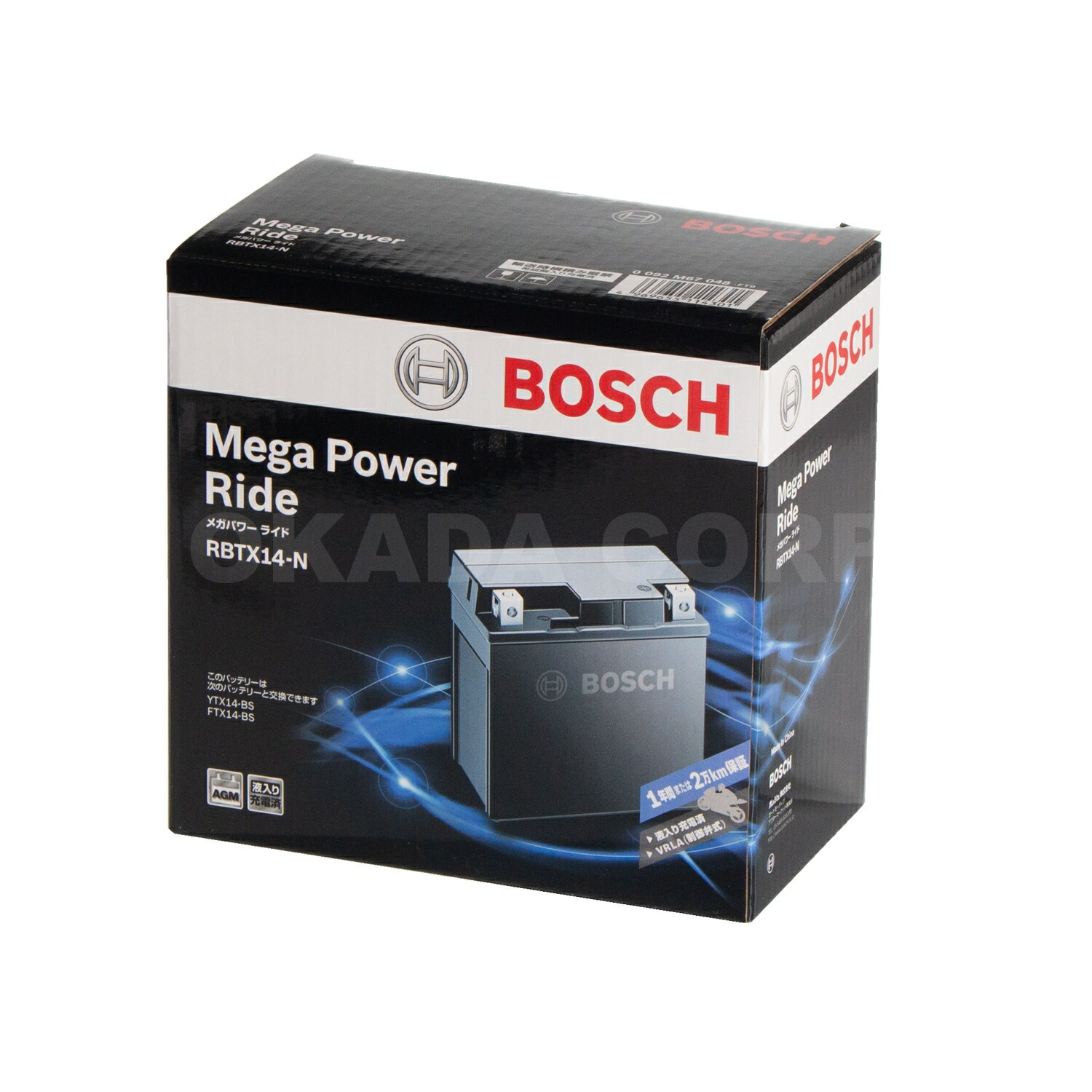 BOSCH ボッシュ 二輪バッテリー液入りRBTX14-N