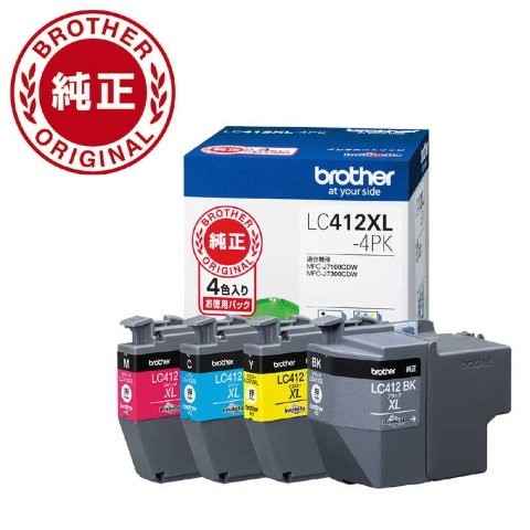在庫有り 当日発送 brother ブラザー 純正 大容量インクカートリッジ 4色入りパック LC412XL-4PK