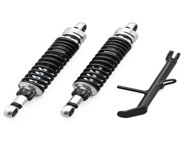 在庫有り デイトナ リアサスペンション GB350C(24)専用 純正比-15~-30mm 減衰調整20段階 ショートサイドスタンド付属 ローダウンキット シルバーボディ 46245