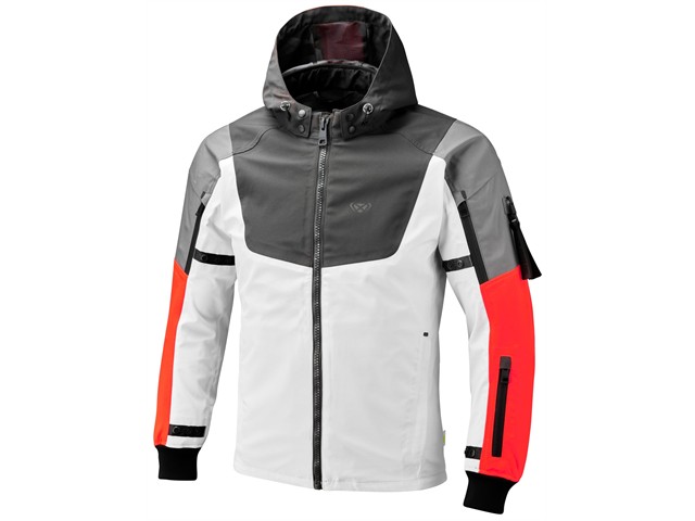 IXON（イクソン）M-BURNING WP A　秋冬オールシーズンジャケット(GREY/BRIGHT RED) サイズ:2XL 100101170-4060-2XL