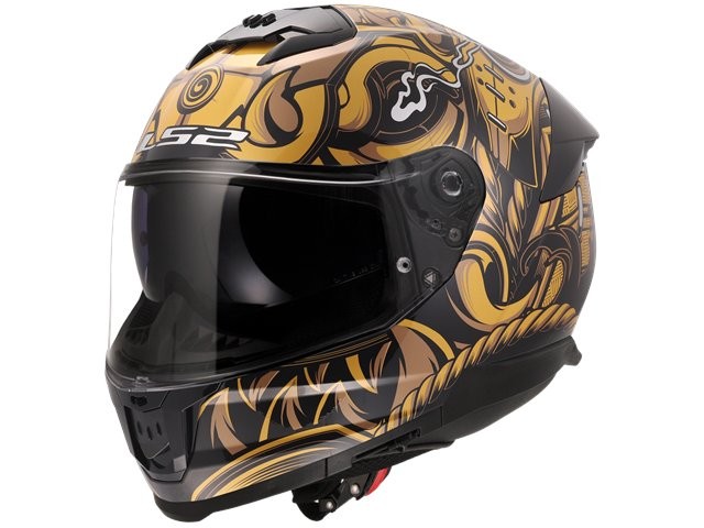 外部倉庫在庫有り LS2 エルエスツー ヘルメット STREAM II サムライ ゴールド ブラック M (57-58cm) 98080020221M｜OCC　netshop