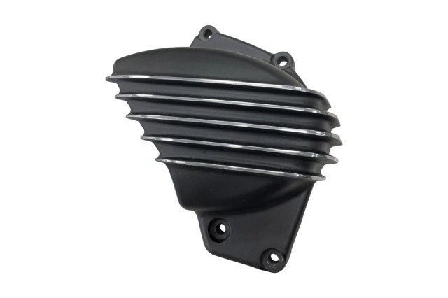 MOTONE CUSTOMS モートーン スプロケットカバー リブ ブラック/ポリッシュ T100/T120 (16-25) SpeedTwin900 (16-24) Scrambler900 (17-25) MMU088｜OCC　netshop