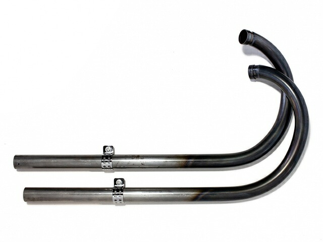 Motor Rock モーターロック W650/400用 オールドスタイル手曲げマフラー Type1 ベアメタル MR-EX170B