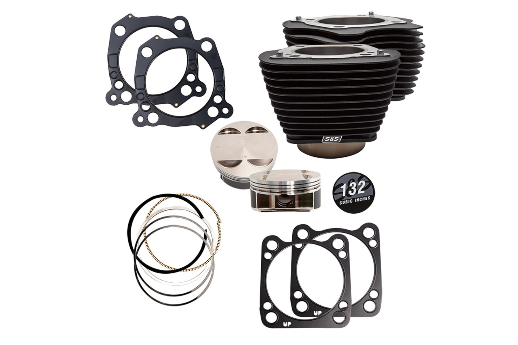 S&S Cycle エスアンドエスサイクル 132ビッグボアキット リンクルブラック ハイライトフィンナシ M8エンジン 114CI 910-0846