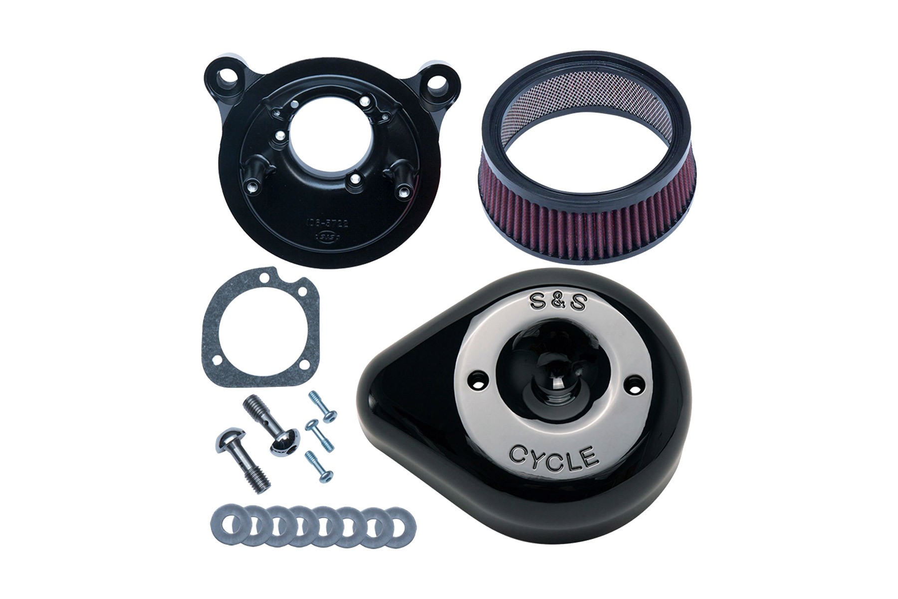 S&S Cycle エスアンドエスサイクル ステルス エアクリーナーキット ティアドロップ グロスブラック ツインカム(電子スロットル) 08-17 170-0523