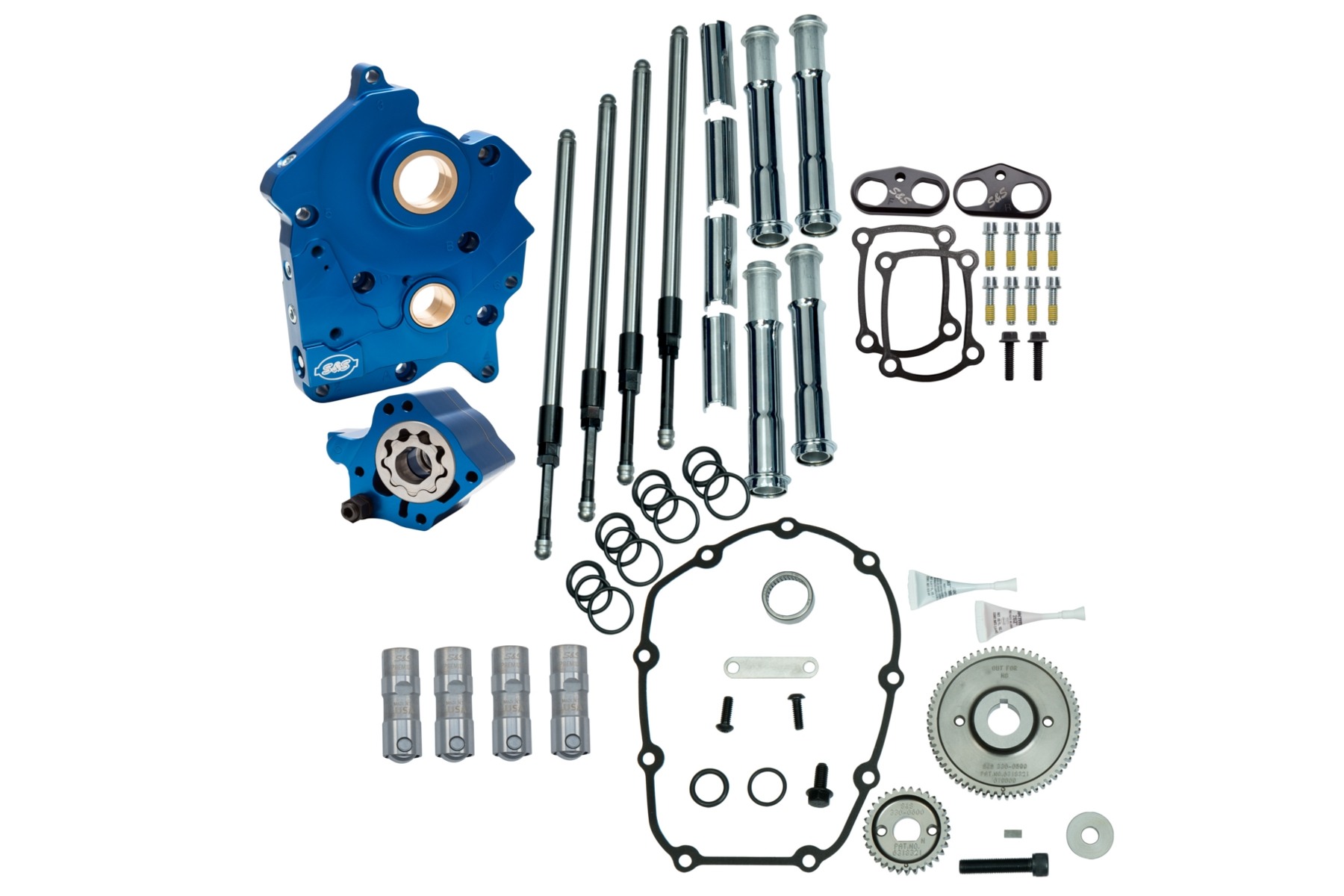 S&S Cycle エスアンドエスサイクル カムチェストキット/クロームプッシュロッドカバー M8 Oil Cooled/ギアカム用 310-1259