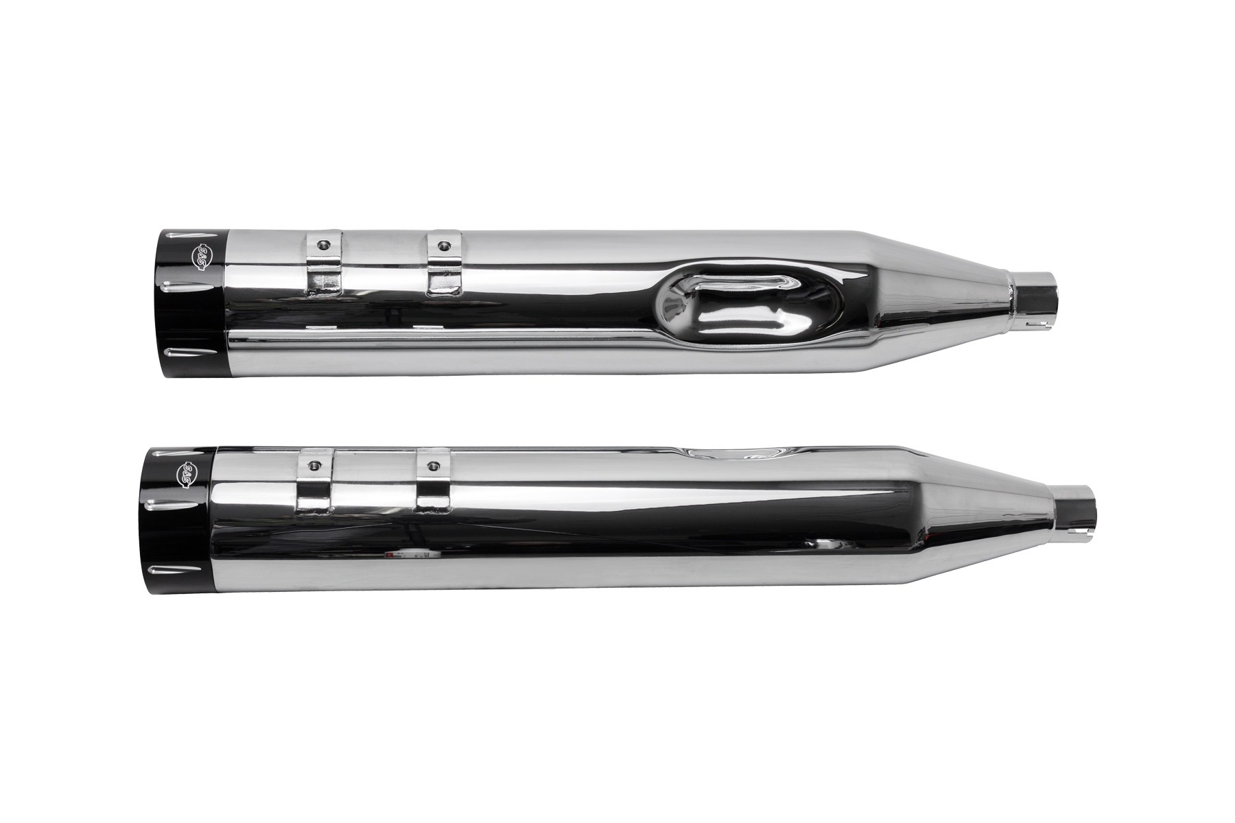 S&S Cycle エスアンドエスサイクル スリップオン トレーサー CH/BLK TOURING 95-16 550-0623