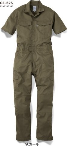 GRACE ENGINEER’S グレースエンジニアース エスケー・プロダクト シャドーストライプ・サマー半袖ツナギ GE-525 9 カーキ 4L
