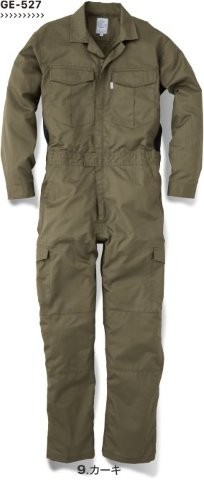 GRACE ENGINEER’S グレースエンジニアース エスケー・プロダクト シャドーストライプ・サマー長袖ツナギ GE-527 9 カーキ 4L