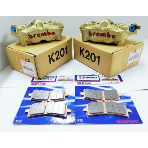 Brembo ブレンボ 108mm スズキ純正 GSX-R 1000 / GSX-S GSX1300R / GSX-R1000L / 隼 GO/RD ロゴ Z900RSにも 左右セット ゴールド/レッド 59100-14j10-999-59300-14j10-999
