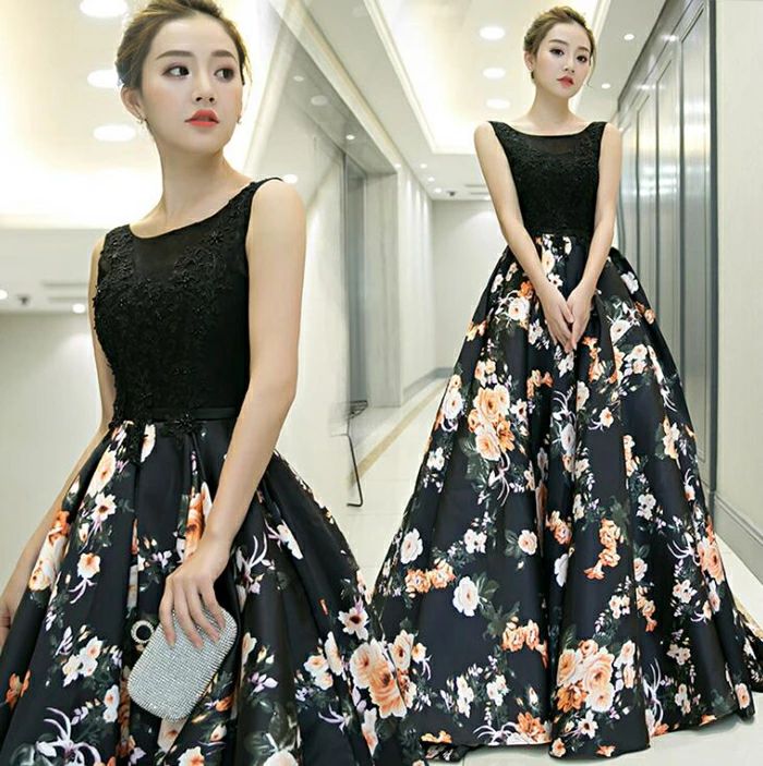 送料無料 パーティードレス longdress ロングドレス 花柄 ワンピース パーティドレス 袖あり　ウェディングドレス ウエディング ドレス