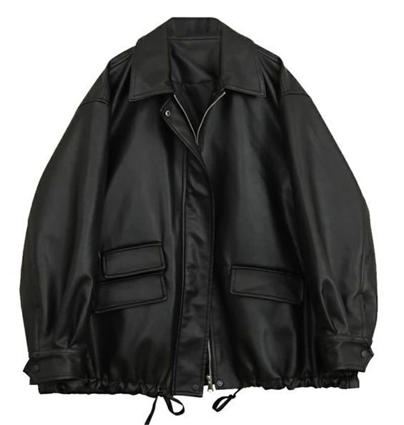 レザージャケット レディース PU ジャケット 春 カジュアル レトロ 大きいサイズ ゆったり ストリートコーデ アメカジ 合成皮革 レザー 6,160円