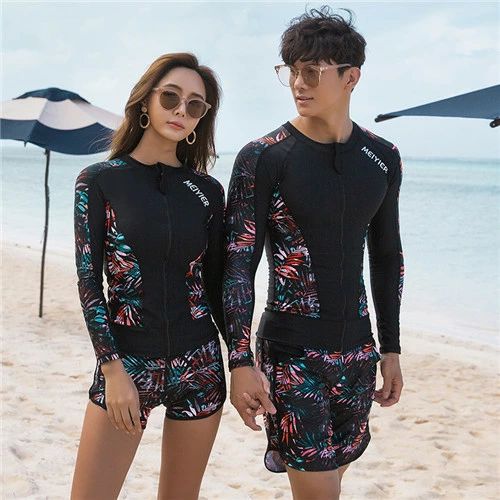 ペア ラッシュガード カップル ペアルック 水着 レディース 5点セット （トップス ブラー ショートパンツ ショーツ レギンス） メンズ 3