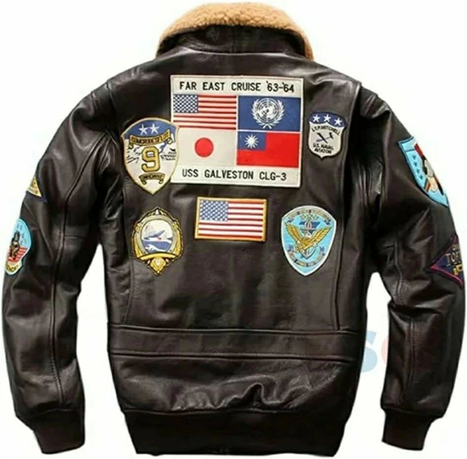 本革上衣 17 メンズ レザーフライトジャケット トップガン 本革上衣 紋章付き添い人 刺しゅう なめし革上衣 羊毛襟
