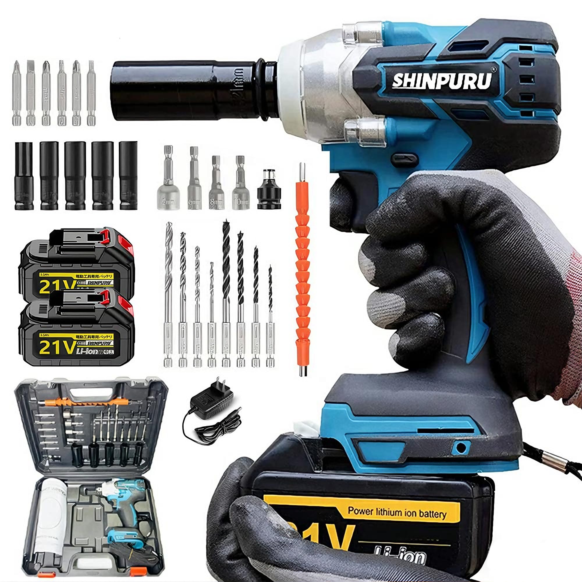 電動インパクトレンチ 300N?m 充電式 コードレス ブラシレスモーター 最大3000rpm 3.0Ah大容量バッテリー LEDライト 無段変速 正逆転切｜OCEAN29　店