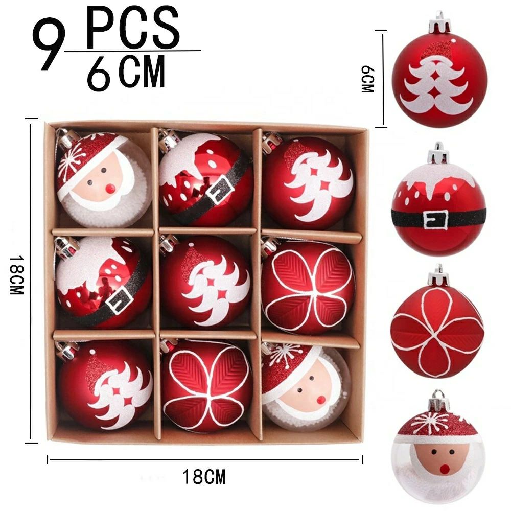 9個セット 6cm クリスマスツリーの装飾 装飾品 飾り クリスマスボール クリスマス 飾り付け 北欧 装飾 レッド Christmas Ball Ornaments