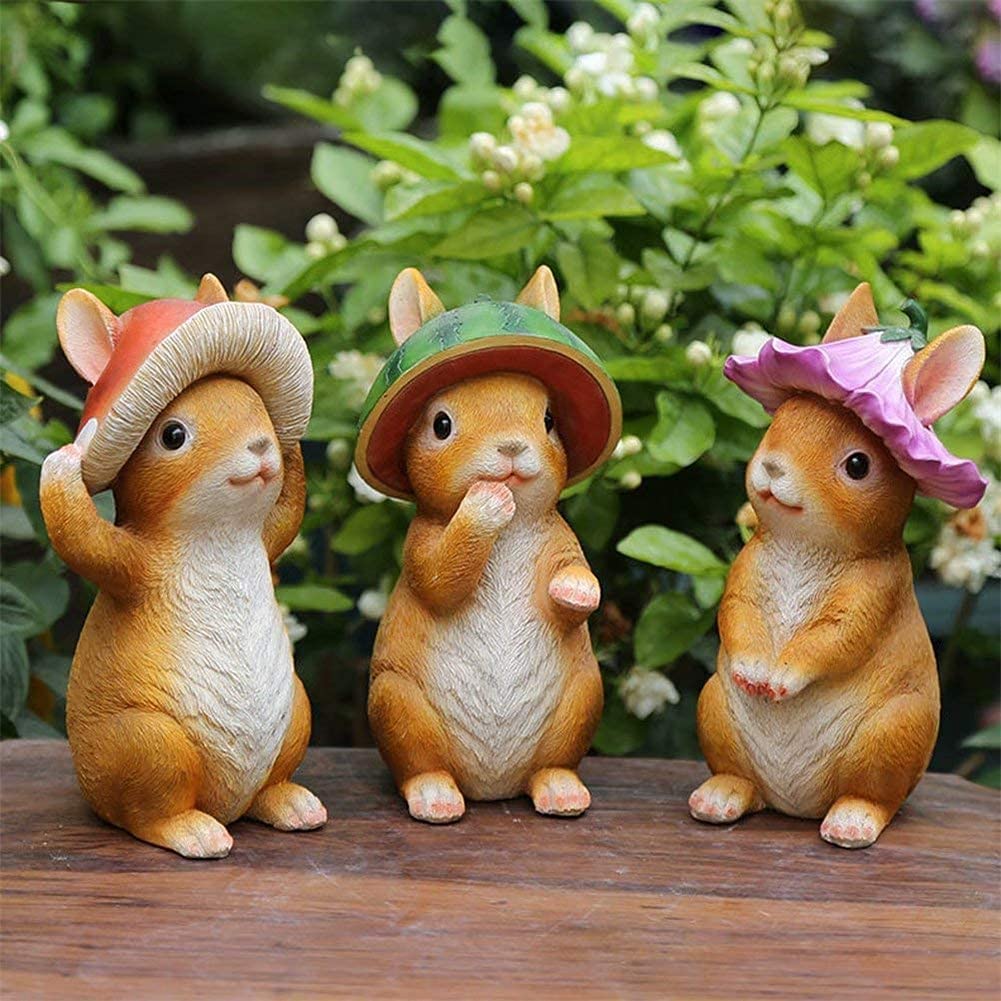 ガーデン装飾品 ウサギ 春日のかわいい風 童話シリーズ 置物 樹脂 飾り 防水 耐久 プレゼント 部屋 お庭 屋外 玄関 出窓 階段 (3種セ|OCEAN29 店