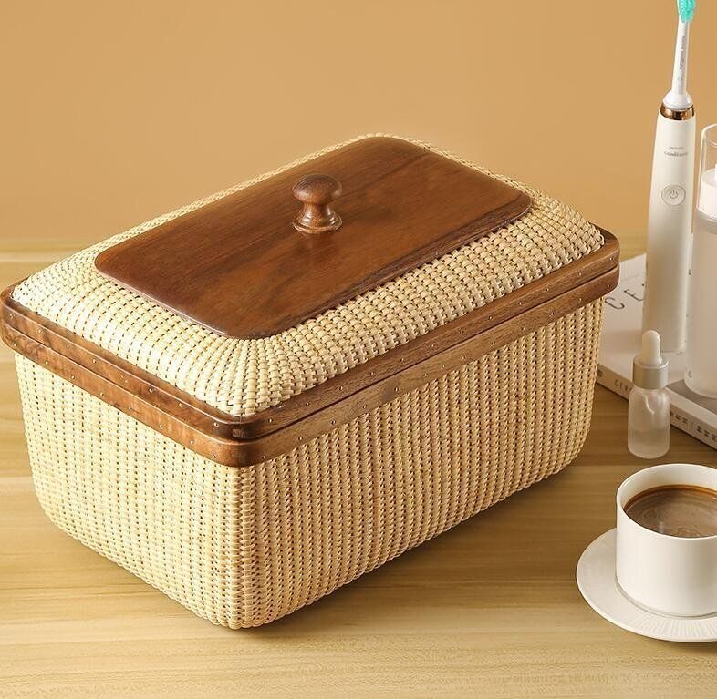 美品★好いたらしい★大静電容量 藤編 納める 茶箱 納めるボックス席 収納箱 小入れもの