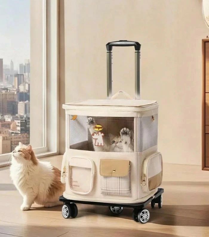 多頭飼い相応う 猫犬兼用 ペットキャリーリュック 軽さ旅する用キャリーバッグ 通気性より良い 保冷隠し付き添い人（プーリー付き添い人/雨合羽原料品/毛の荒物ホスピタル
