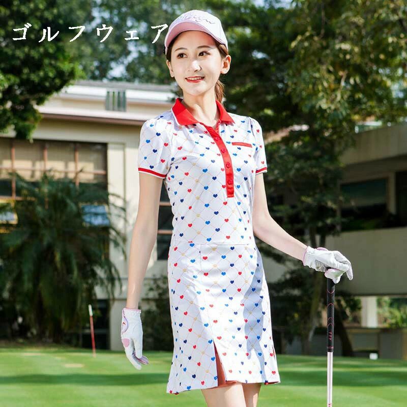 新生活 夏用 レディースプリント ゴルフウェア ハイウエスト スリム プリーツドレス|OCEAN29 店