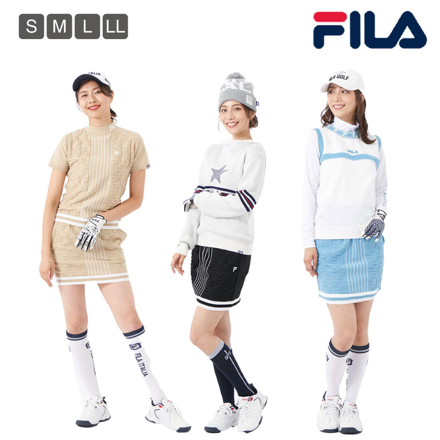 新品■22,330円【フィラゴルフ】レディース　半袖セーター 、スカート M/9 FILA ゴルフウェアレディース スカート ニットスカート 20代30代