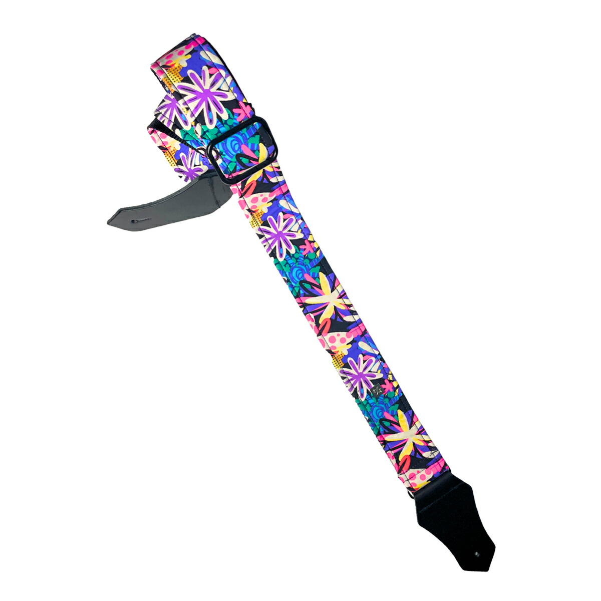 Get'm Get'm ( ゲットム ゲットム ) Good Vibes 2“ Guitar Strap, Groovy Flowers