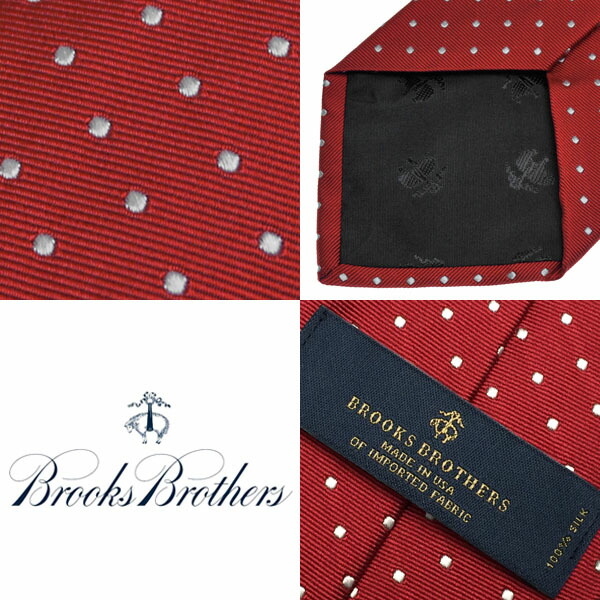 ブルックスブラザーズネクタイBROOKSBROTHERS水玉ドット柄シルクタイアメリカ製イタリア織レッド赤