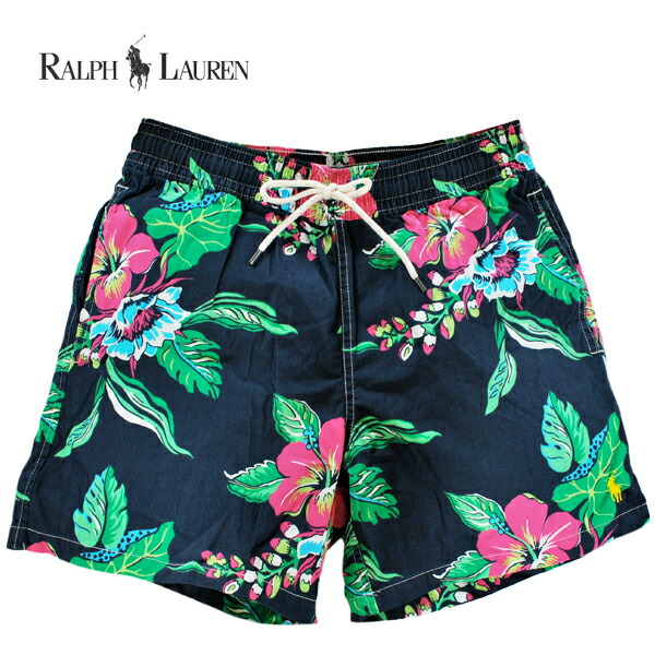 楽天市場 ラルフローレン 水着 海パン Ralph Lauren ポロ Polo メンズ 紳士用 スイムウェア ショーツ パンツ ハイビスカス柄 ネイビー Calimart カリマート