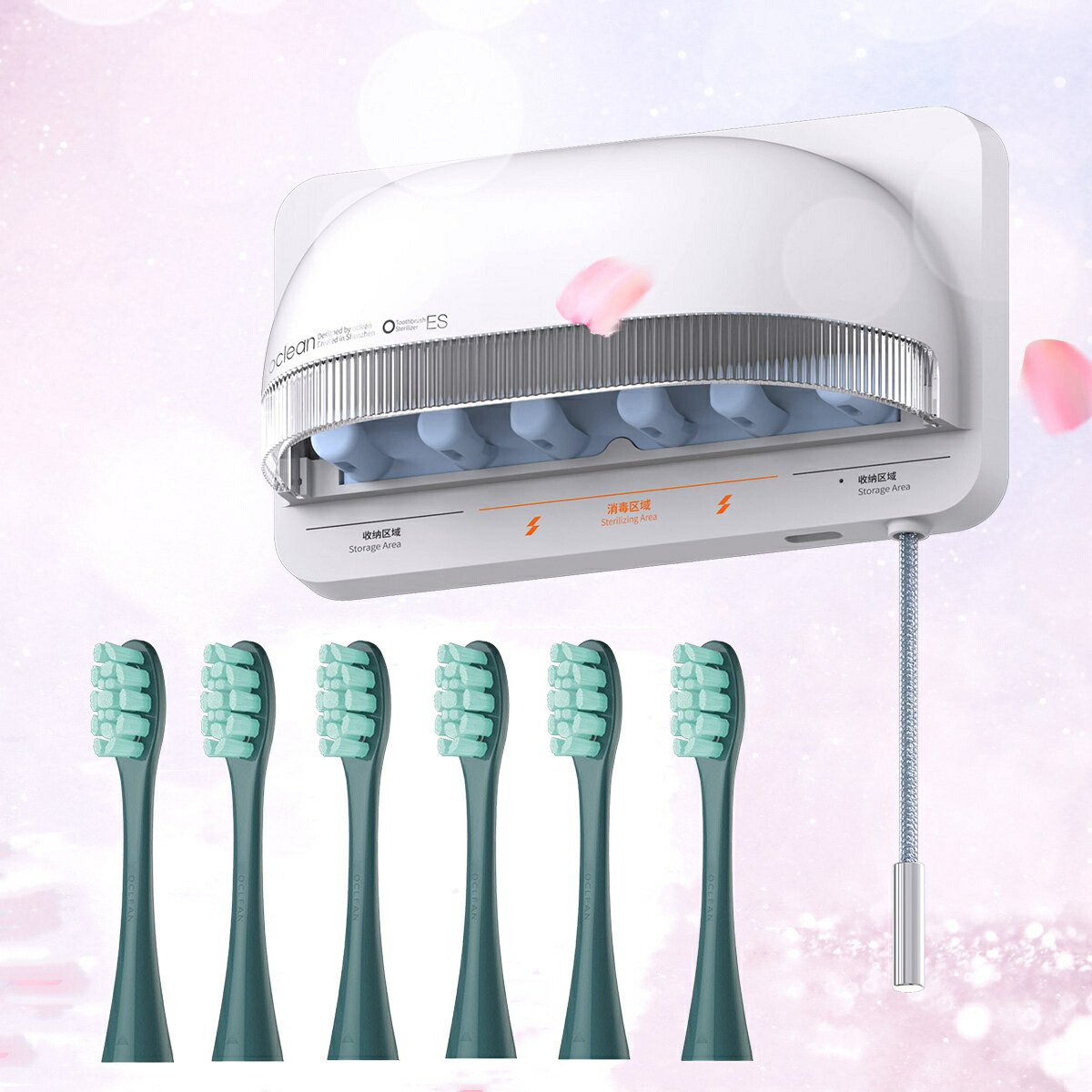 お得 oclean S1（white) oclean 共通ブラシヘッド（green) x6pcs Xpro MIST GREEN他対応  交換ブラシ＋マルチサニタイザーセット 通販