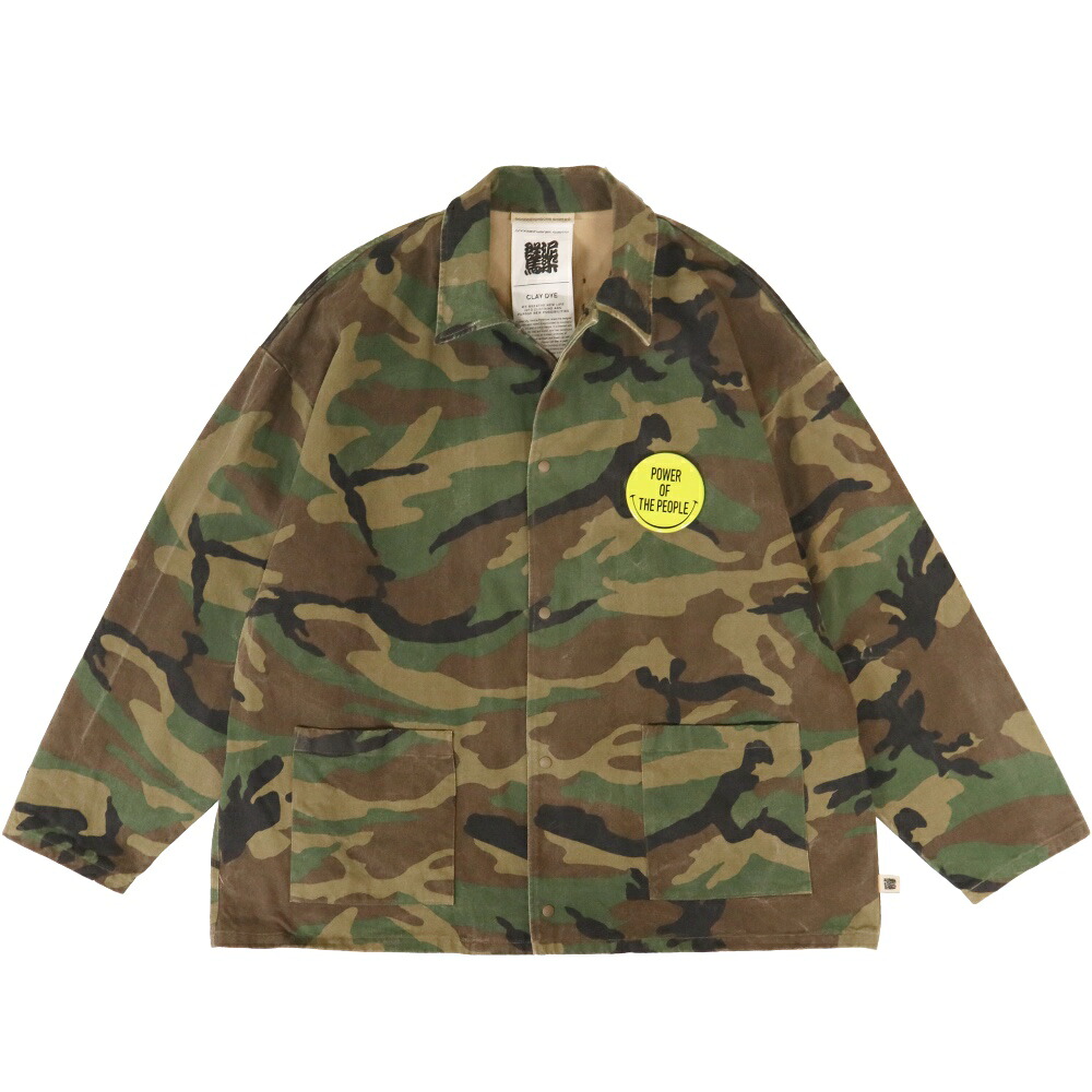 GOODNEIGHBORS SHIRTS(グッドネイバーズシャツ)JOHN Power of The People Cry-dyeing Jacket "WOODLAND CAMO" 泥染め ウッドランドカモ コーチジャケット 【BCS-151】｜OCRES