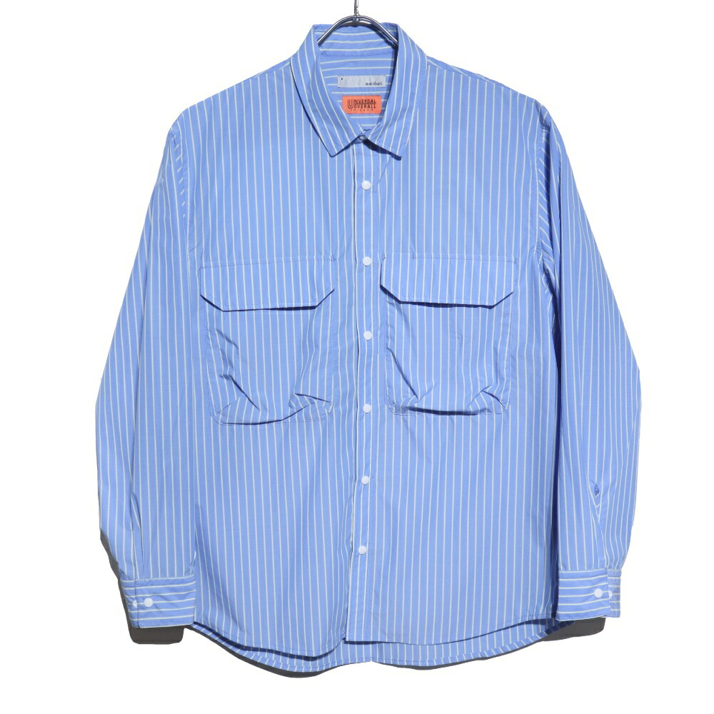 narifuri(ナリフリ)× UNIVERSAL OVERALL Striped Ventilation Work Shirtストライプベンチレーションワークシャツ 【NFUN-05】