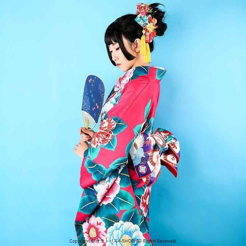 着物 レディース お上さん用 振袖 サクラ色赤いこと 濃縮されたサクラ色 山茶花柄 ポリエステル 言い慣わし柄 古典派音楽 成年者式 卒式 御芽出度 儀式用 フォーマル 雅びやか 晴れ晴れしい 奥ゆかしい