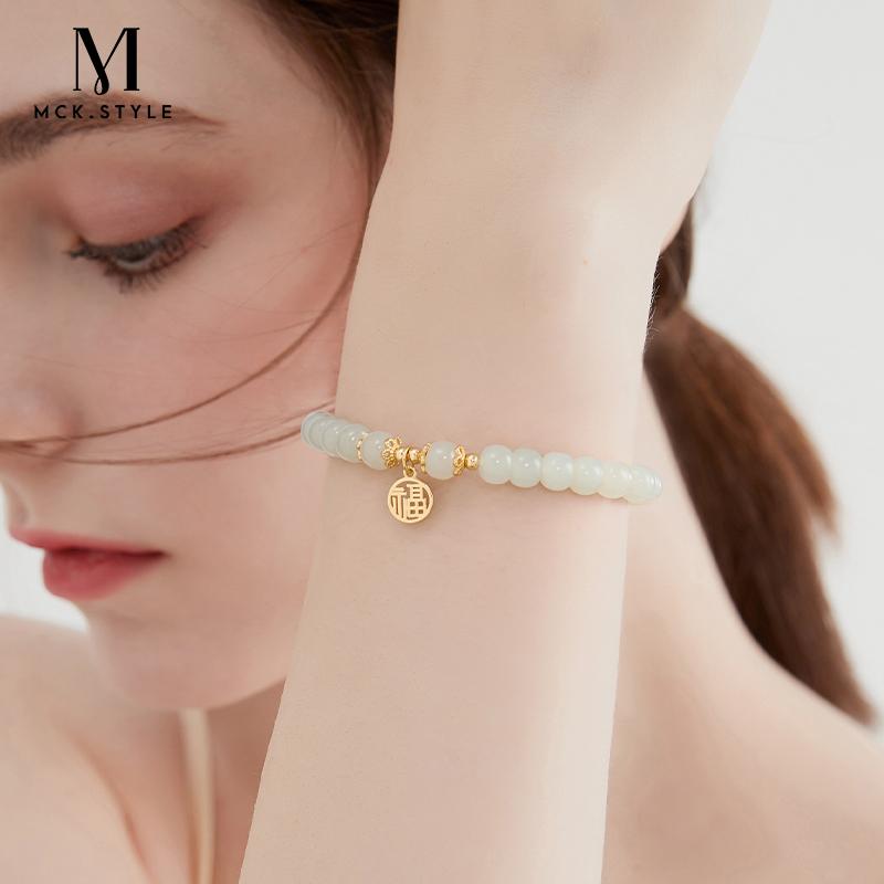 レディース アクセサリー Ｓ925 シルバー 和田玉 ブレスレット 軽量 高級感 ハイエンド チャイナ風 シンプル おしゃれ｜オクトパスーSHOP