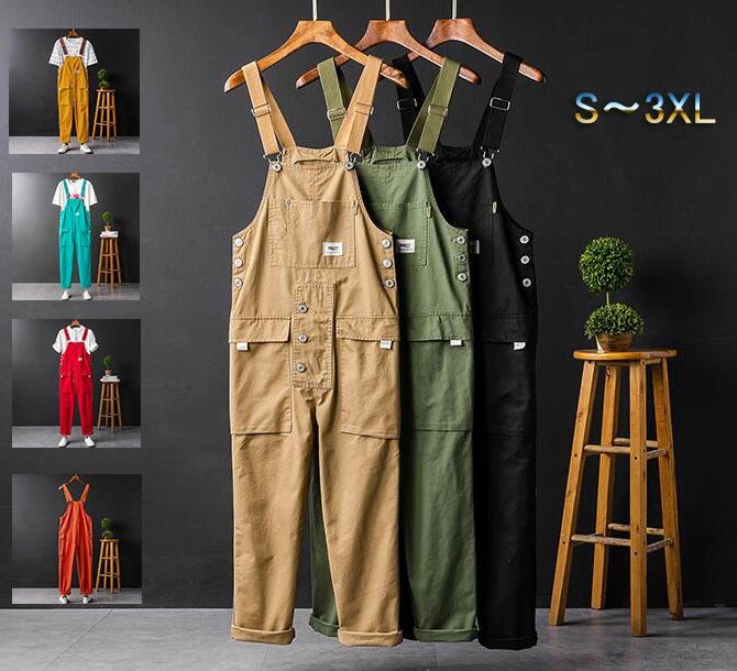 【スーパーSALE】メンズ オーバーオール サロペット ミリタリー ワークパンツ 作業着 ゆったり カジュアル パンツ ズボ サイズ [S-3XL]選択可 ブラック/ グリーン / オレンジ/ イエロー/ レッド /カーキ 海外通販